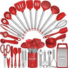 Kitchen Utensils Set- Umite Chef 34 PCs Cooking Utensils with Grater, Spoon Spatula, Heat Resistant Food Grade Silicone, Stainless Steel Handles Kitchen Gadgets Tools Set for Nonstick Cookware(Red)