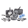 BELLA Nonstick Cookware Set with Glass Lids - Aluminum Bakeware, Pots and Pans, Storage Bowls & Utensils, Compatible with All Stovetops, 21 Piece, Black